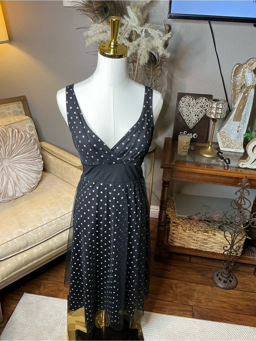VTG Polka Dot Black Tulle Dress Whimsigoth Fairy Romantic Rockabilly Retro